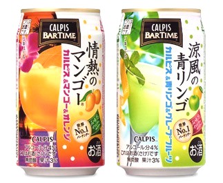�u�wCALPIS BARTIME�x��M�̃}���S�[�v(��)<br>�u�wCALPIS BARTIME�x�����̐����S�v(�E)